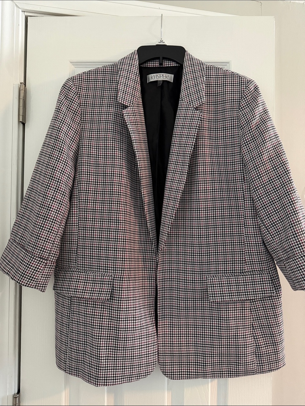 Kasper Pink & Black Houndstooth Blazer